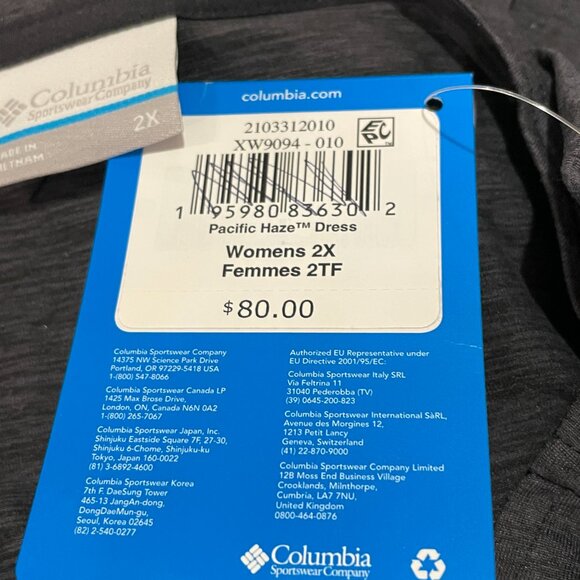 (NWT) COLUMBIA "Pacific Haze" Elastic Drop Waist T-Shirt Dress, Dark Gray - 2X - Picture 9 of 11